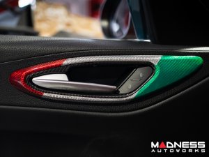 Alfa Romeo Giulia Interior Door Handle Surround Trim Kit - Carbon Fiber - Italian Theme - Feroce Carbon Alfa Romeo Giulia Interior Door Handle Surround Trim Kit - Carbon Fiber - Italian Theme - Feroce Carbon